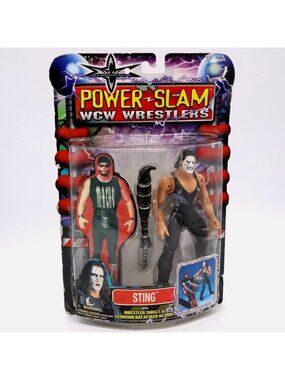 WCW Power Slam Sting Action Figure With Scorpion Bat Toy Biz 2000 New Bad Card